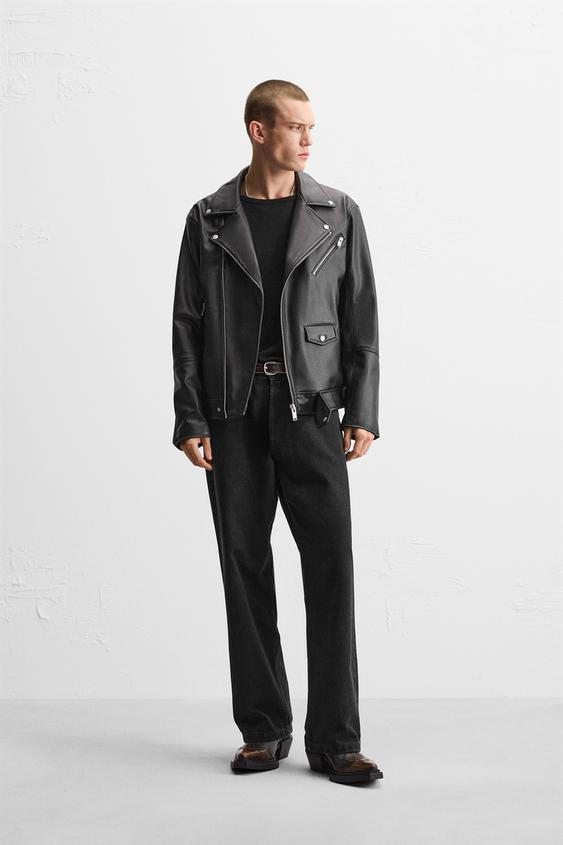 フェイクレザーバイカージャケット - ブラック | ZARA Japan / 日本