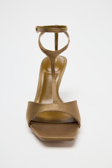 SATIN-EFFECT HIGH-HEEL SANDALS - Khaki Green by Zara - Image 4