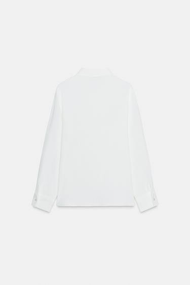 CHEMISE EN CRÊPE À VOLANT - Blanc cassé de Zara - Image 5