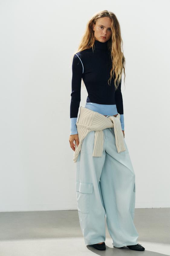 RIBBED KNIT JUMPER - Navy blue by Zara - Image 0