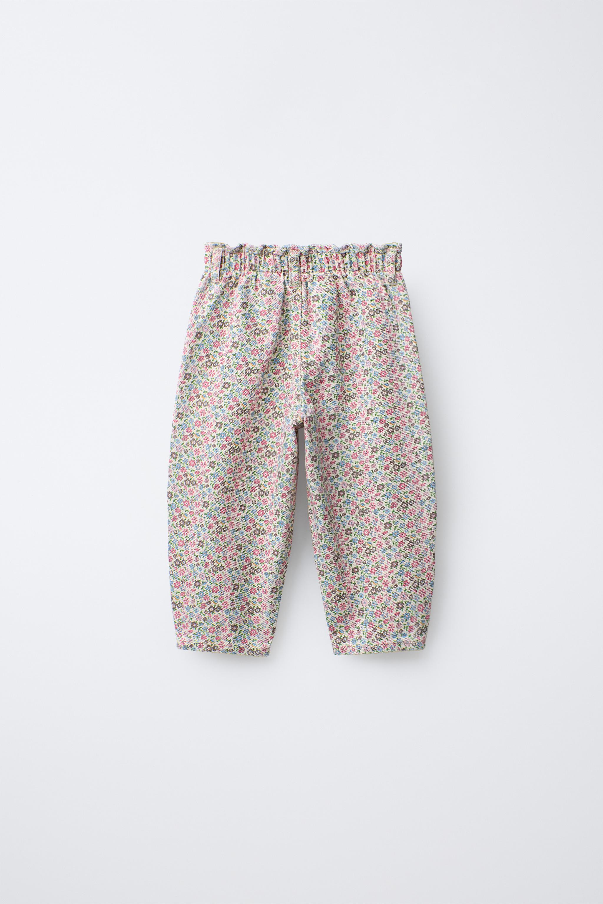 PANTALON BAGGY EN SERGÉ À FLEURS