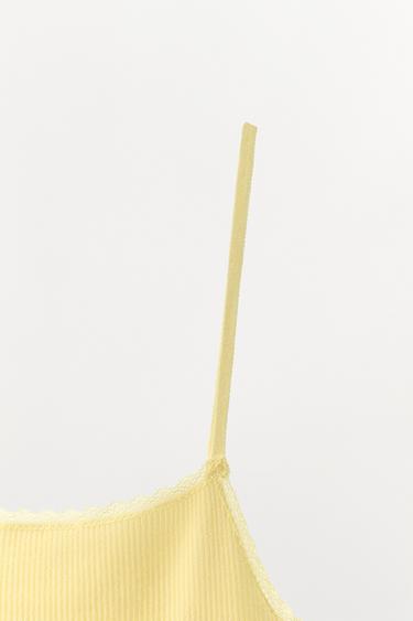 RIBBED KNIT STRAPPY TOP - Yellow by Zara - Image 5