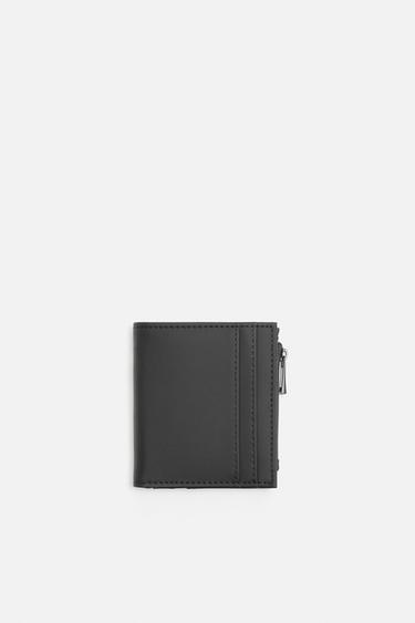 RUBBERISED WALLET WITH COIN PURSE - Black by Zara