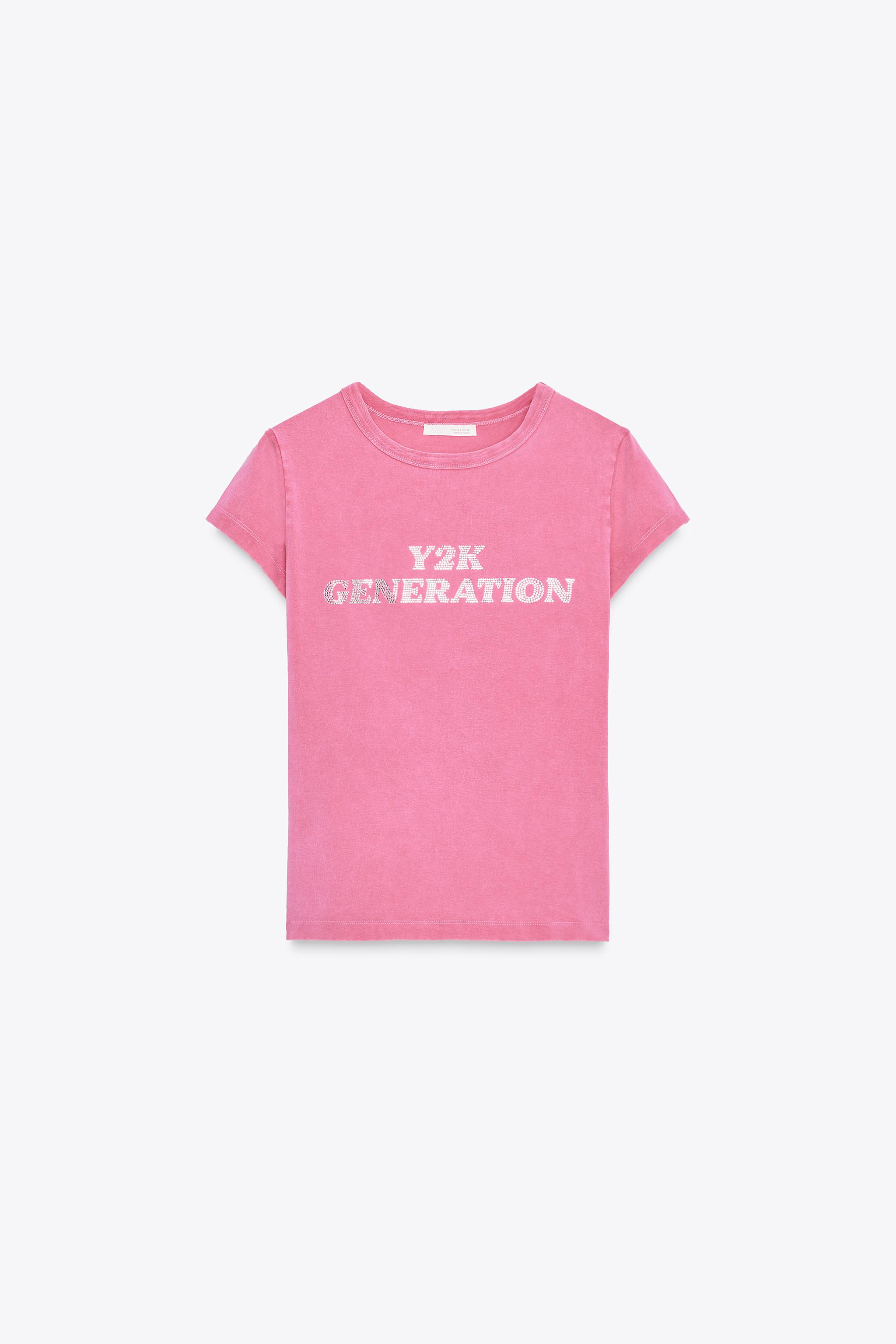 全国どこでも送料無料！ ウォッシュドTシャツ、ラインストーン付き - ピンク | ZARA メンズウェア