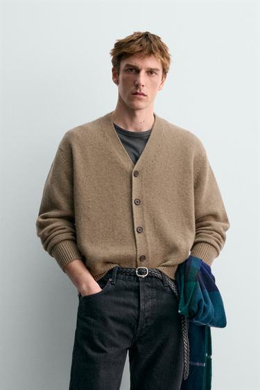 WOOL - CASHMERE CARDIGAN AARON LEVINE X ZARA - Brown / Taupe by Zara
