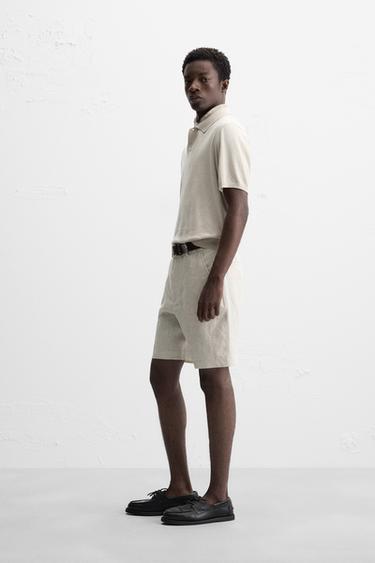 SHORT 100 % LIN - Beige clair de Zara - Image 3