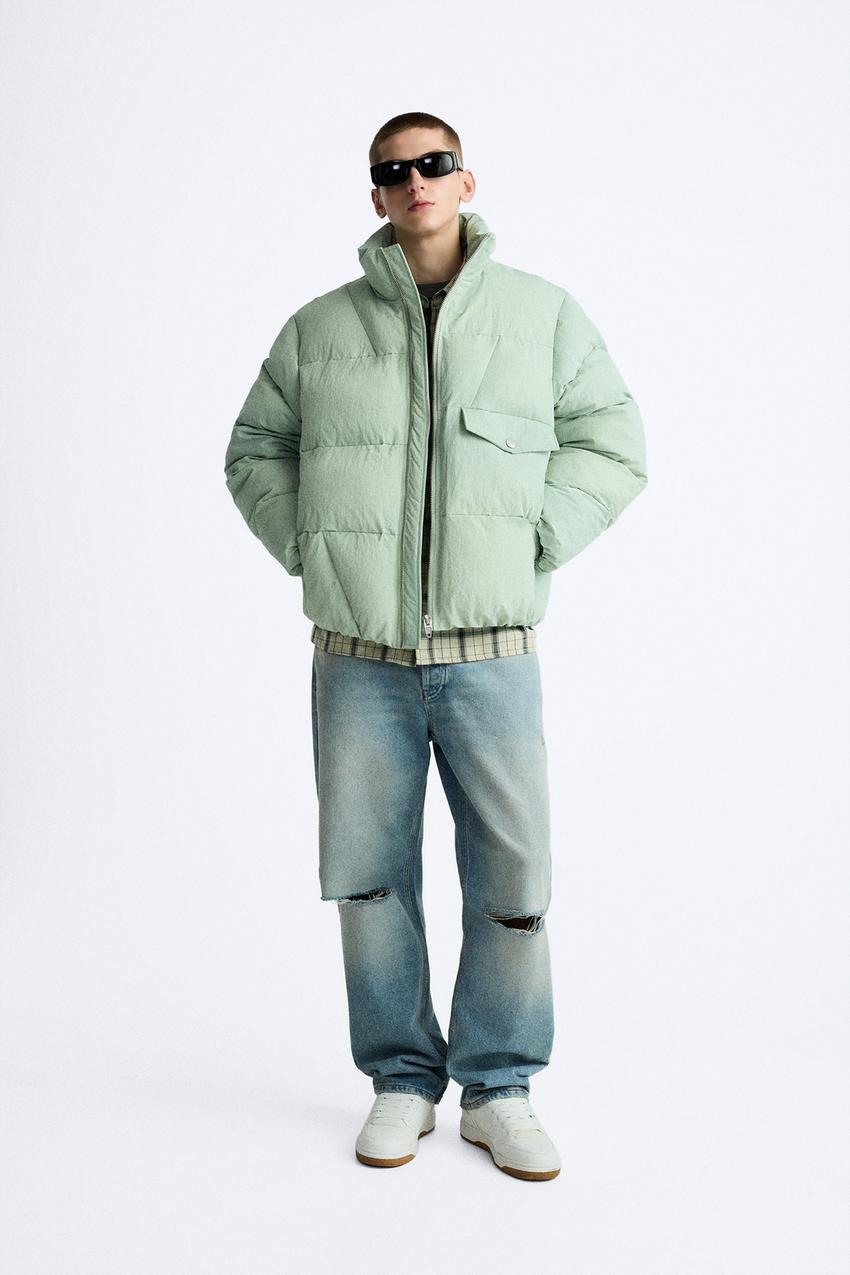 Green Puffer Jacket Zara Winter Jacket Mens Zara Puffer Coat Green