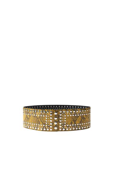 ANIMAL PRINT STUDDED LEATHER SASH BELT