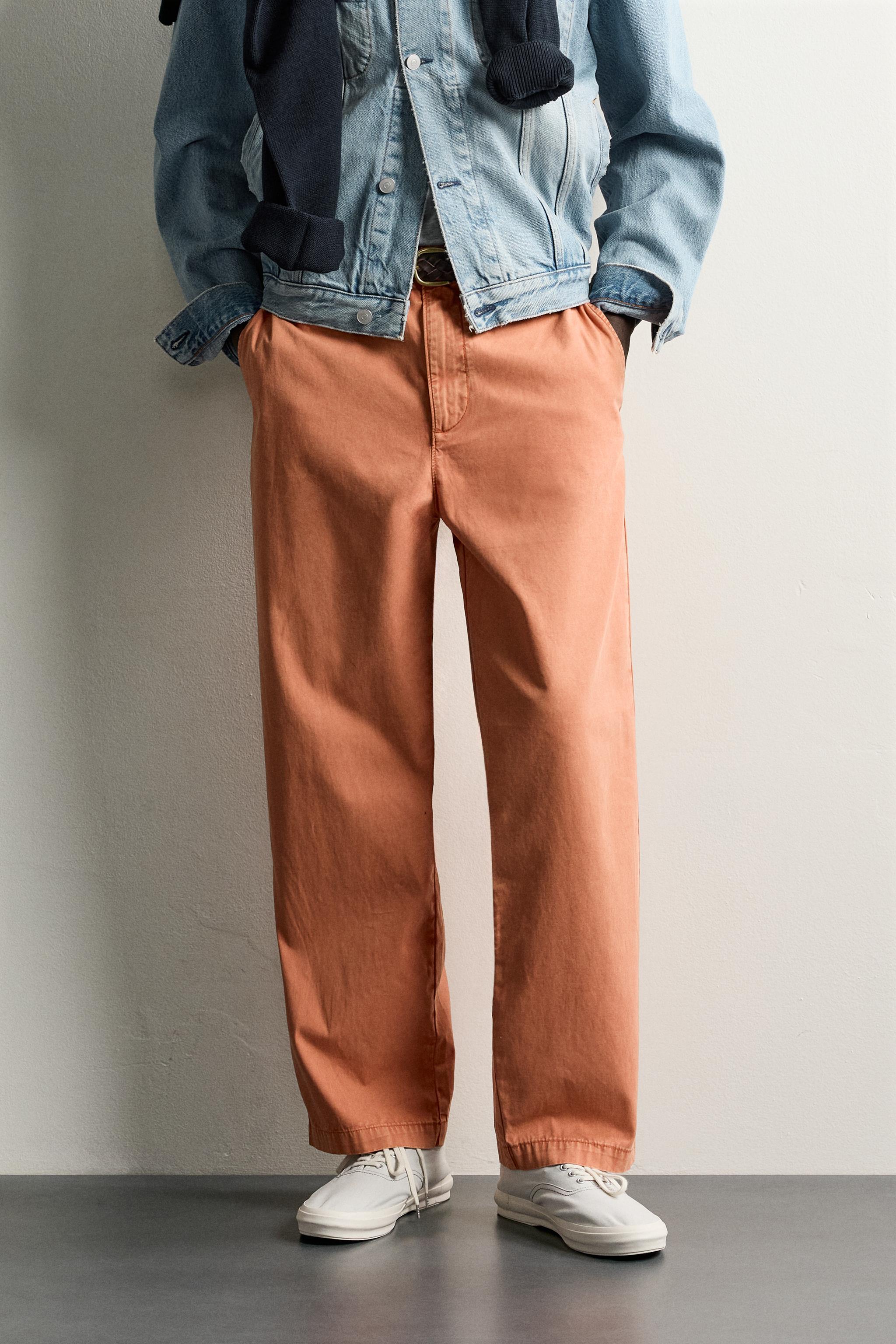 Zara YIKAMALI STRAIGHT FIT CHINO PANTOLON görsel 2