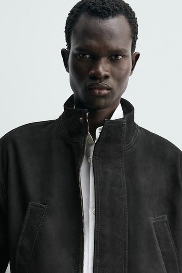 PARKA RELAXED FIT PIEL - Gris antracita de Zara