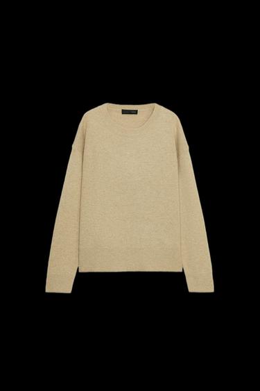Zara WOOL KNIT SWEATER - taupe brown