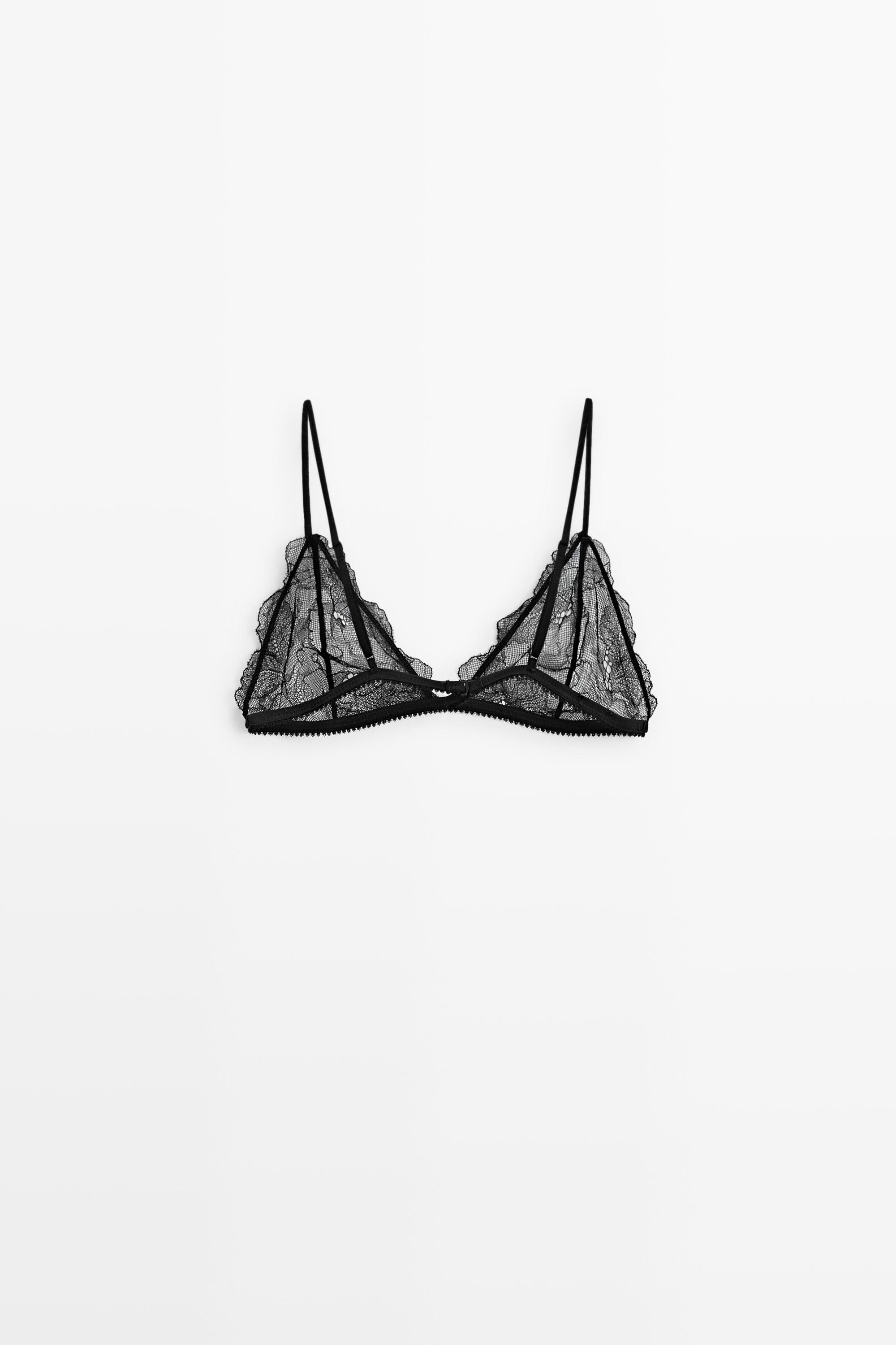 Scalloped lace triangle bra