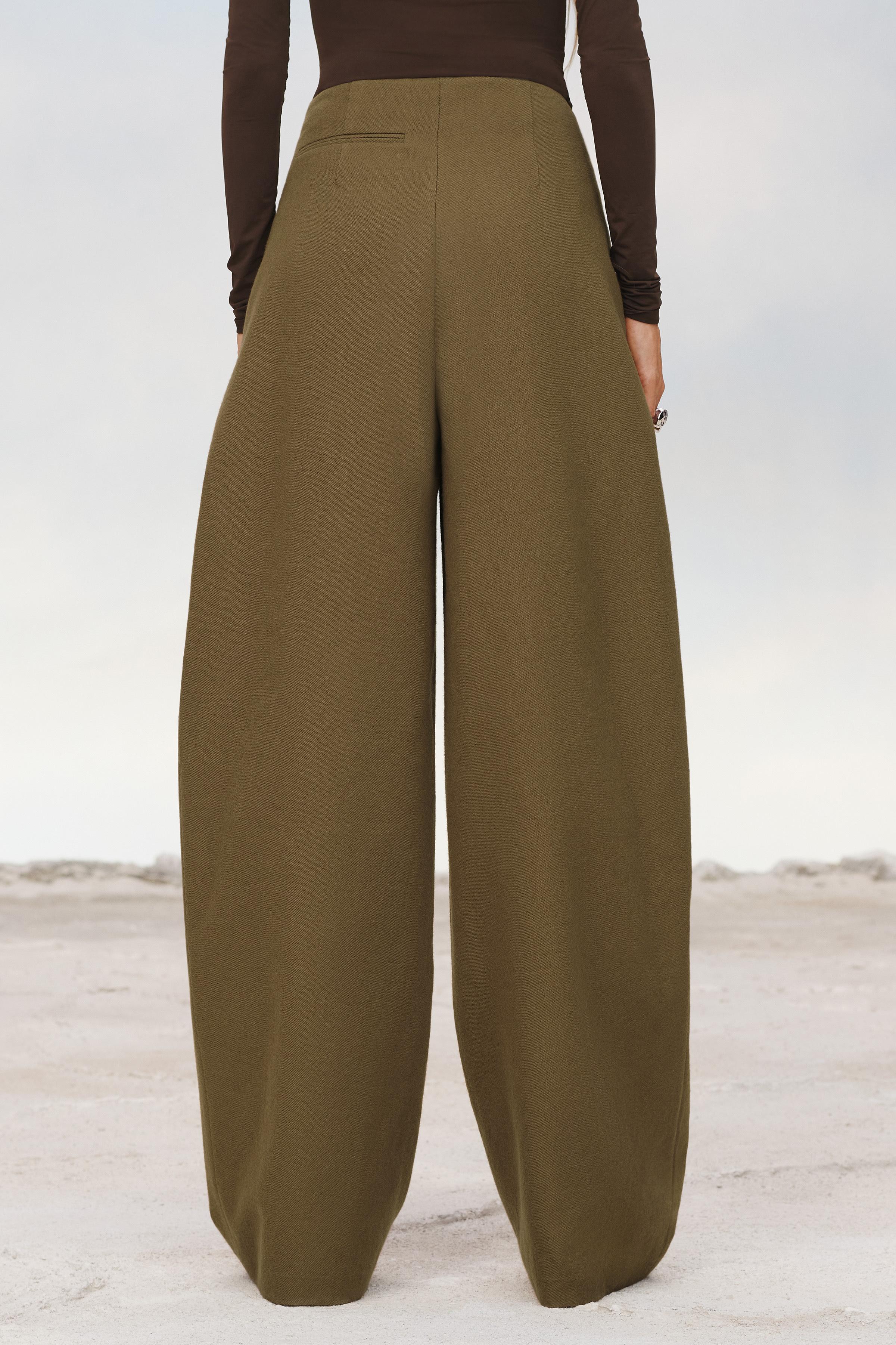 LIMITED EDITION 100% WOOL TROUSERS - Dark camel | ZARA UAE