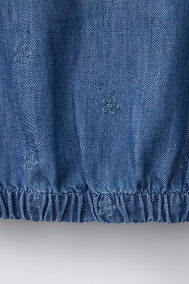 EMBROIDERED FLORAL DENIM TOP - Blue by Zara - Image 3