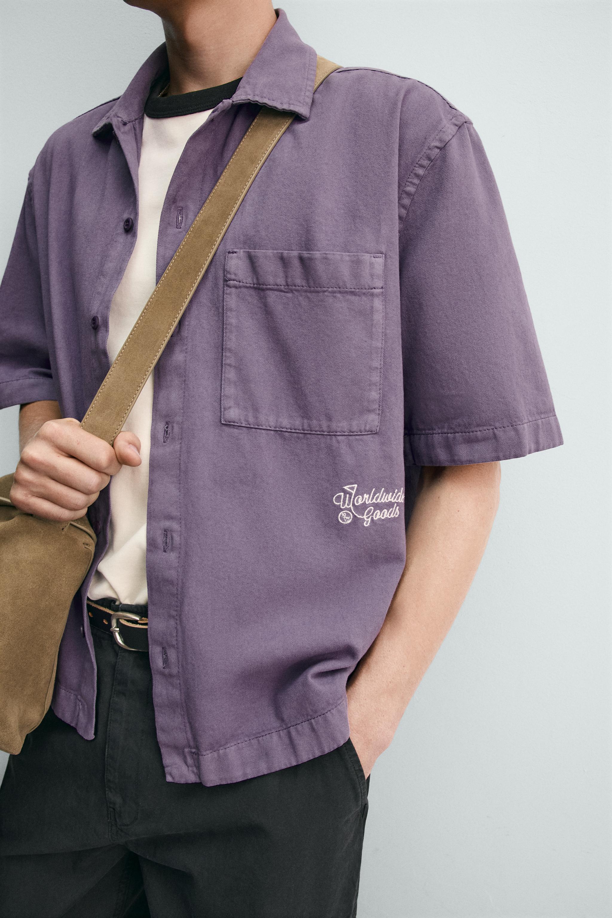 EMBROIDERED TEXTURED OVERSHIRT