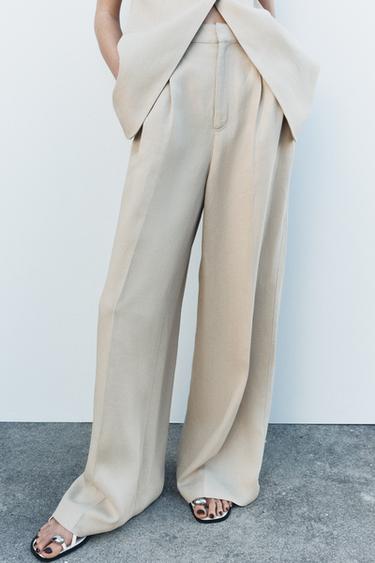 PANTALÓN PINZAS ZW COLLECTION - Tostado de Zara