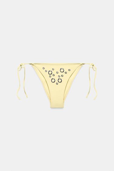 BAS DE BIKINI AVEC ANNEAUX ET LIENS - Jaune de Zara - Image 6