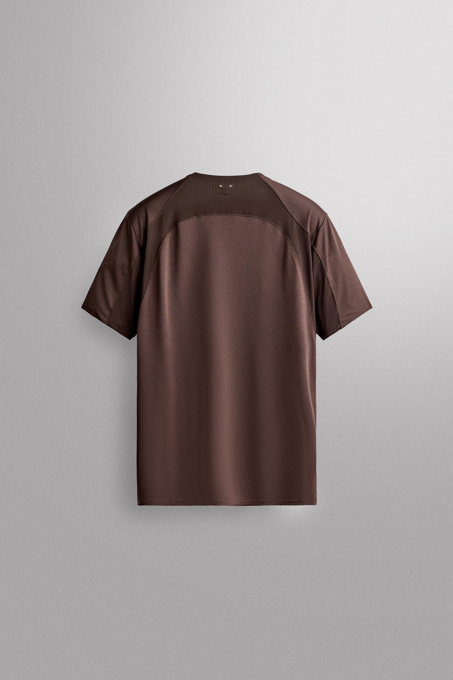 Мужская футболка Zara Contrast Technical, цвет: Коричневый — фото 7