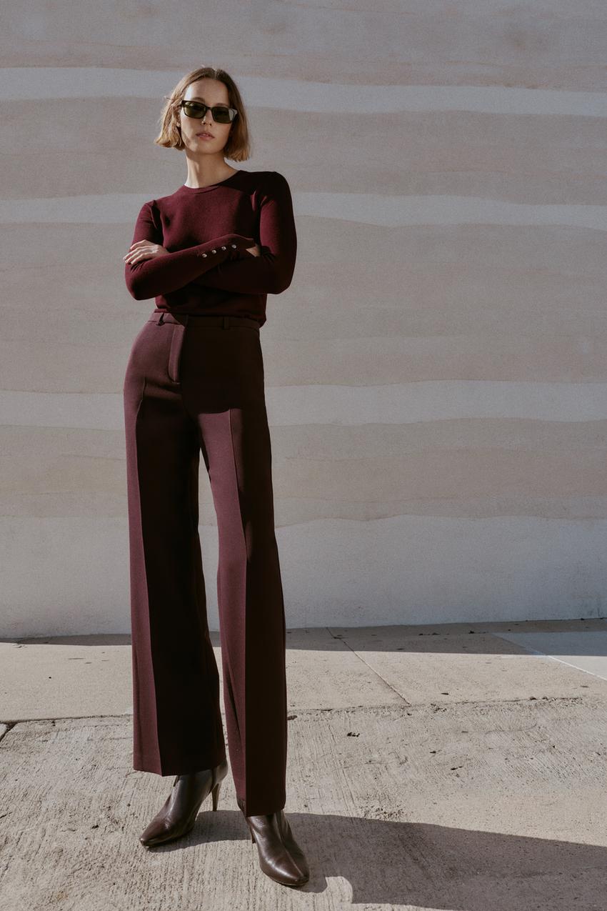 ZARA HIGH-WAISTED STRAIGHT LEG PANTS
