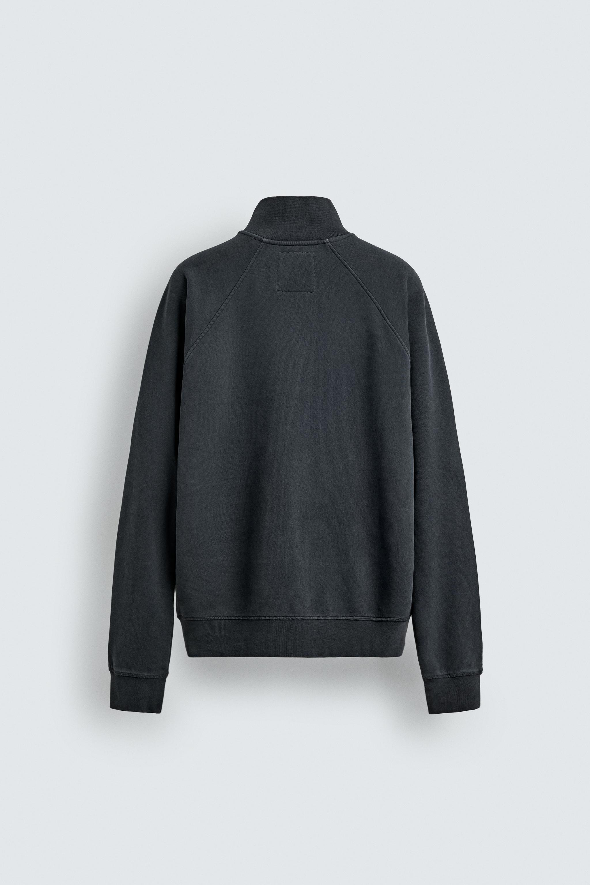 WASHED QUARTER-ZIP SWEATSHIRT - Anthracite grey | ZARA United States
