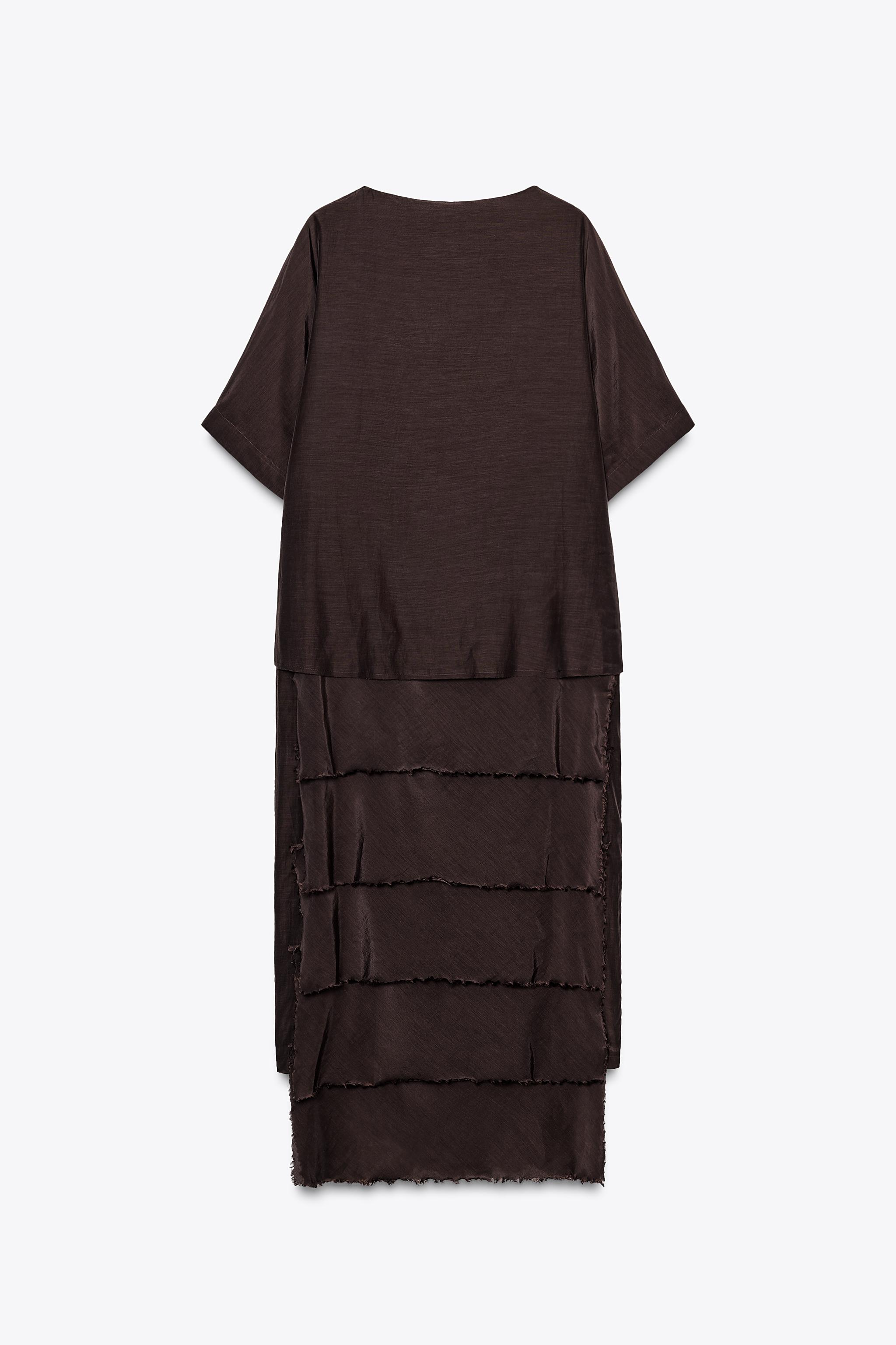 ZWコレクション フリルワンピース - ブラウン | ZARA Japan / 日本
