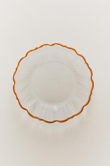 GLASS DESSERT PLATE WITH RIM - Orange by Zara
