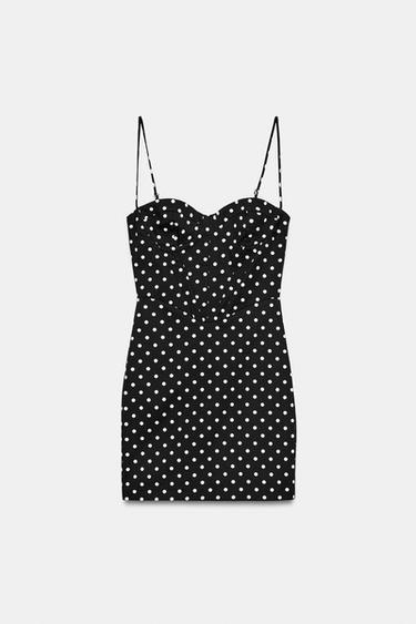 POLKA DOT STRAPPY MINI DRESS - Black / White by Zara