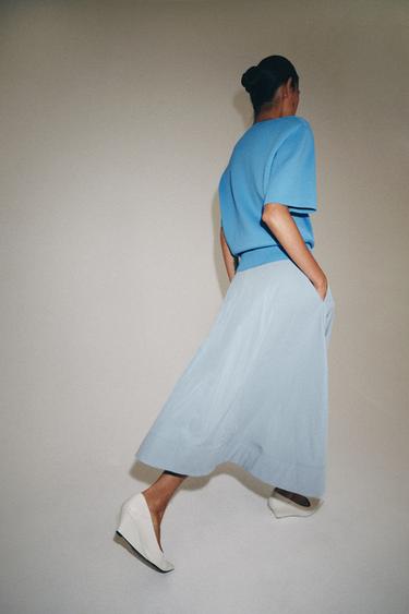 ЮБКА МИДИ-КЛЕШ — ZW COLLECTION — ГОЛУБОЙ от Zara