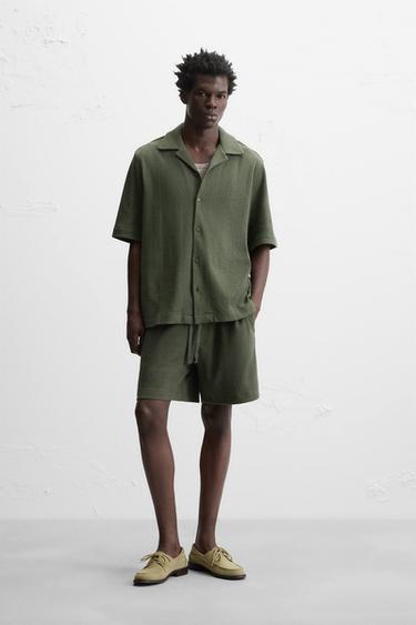 CAMISA ESTRUCTURA JACQUARD - Khaki de Zara - Imagen 0