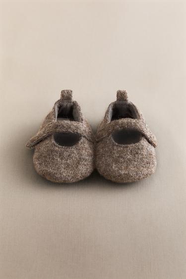 Zara WOOL EFFECT BALLERINA SLIPPERS - Gray