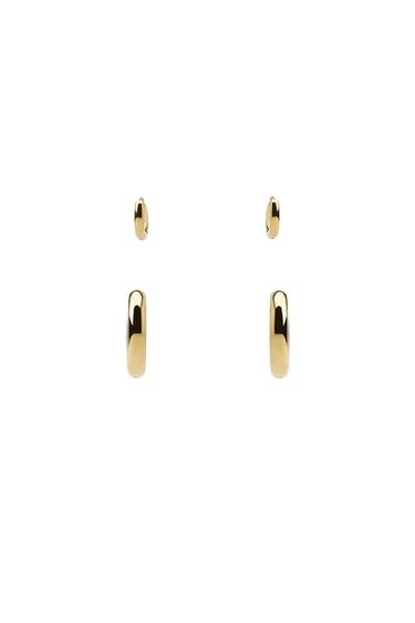 Zara STAINLESS STEEL HOOP EARRING PACK - Golden