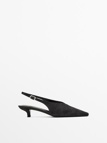 Chaussures croûte de cuir à talon ouvertes à l’arrière - Gris de Zara - Image 0
