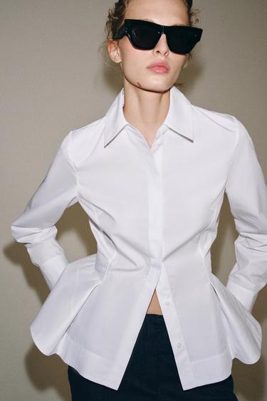 CAMISA POPELÍN PEPLUM ZW COLLECTION - Blanco de Zara