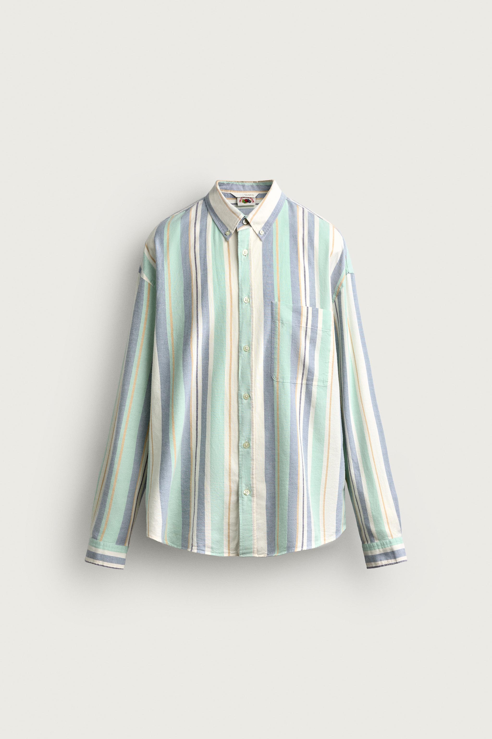 Zara FRUIT OF THE LOOM™ ÇİZGİLİ OXFORD GÖMLEK görsel 6