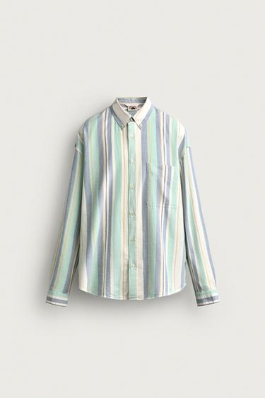 FRUIT OF THE LOOM™ STRIPED OXFORD SHIRT — Aquamarine 1