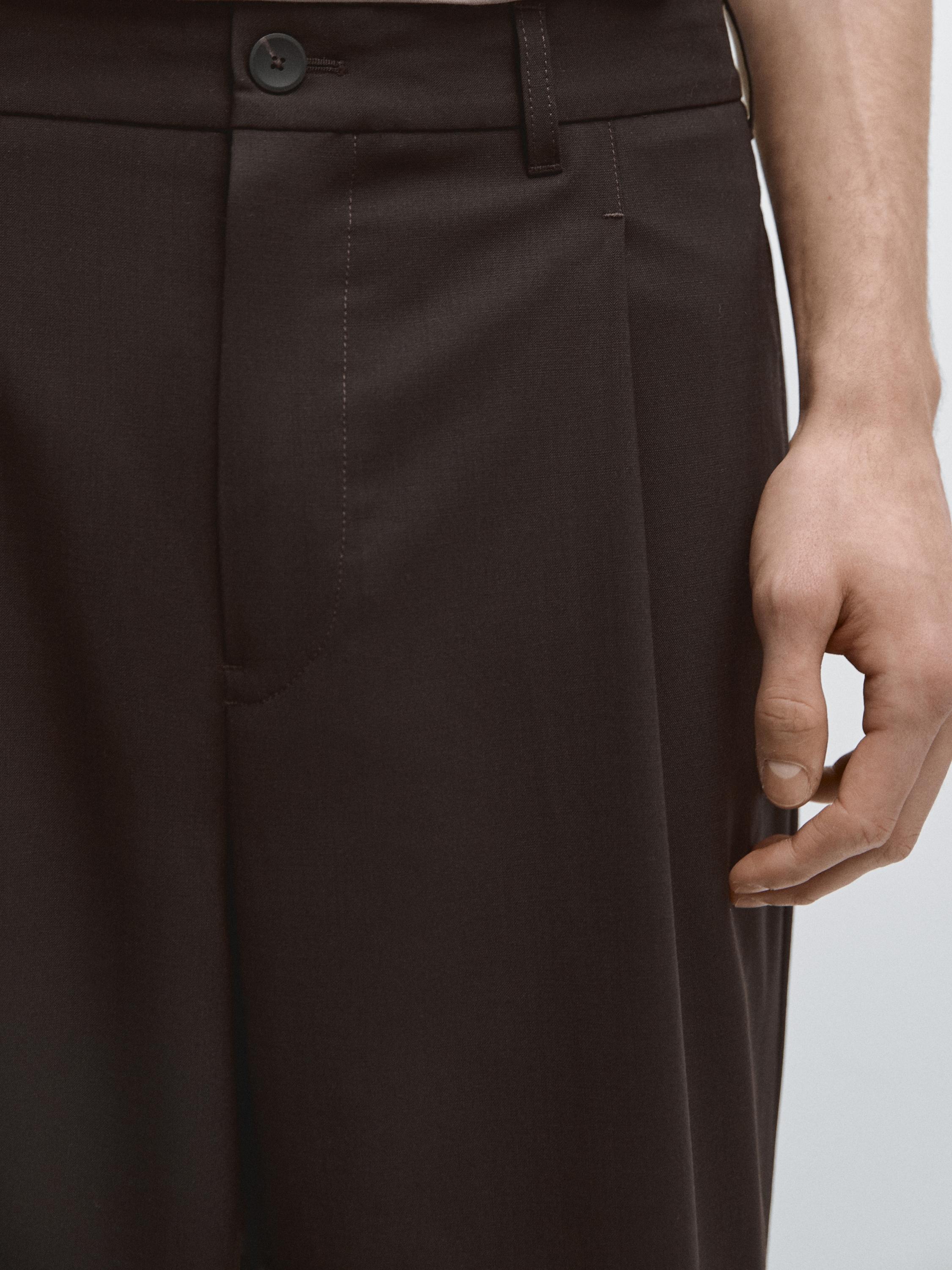 Pantalon relaxed fit mélange laine froide