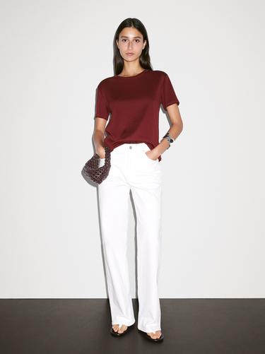 Camiseta manga corta 100% algodón - Rojo oscuro de Zara - Imagen 0