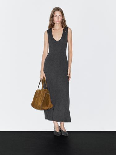 Zara Long A-line knit dress - Anthracite grey - Image 0