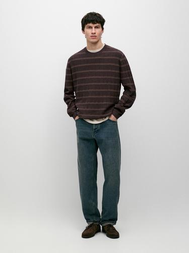 Zara Striped knit crew neck sweater - Mink marl