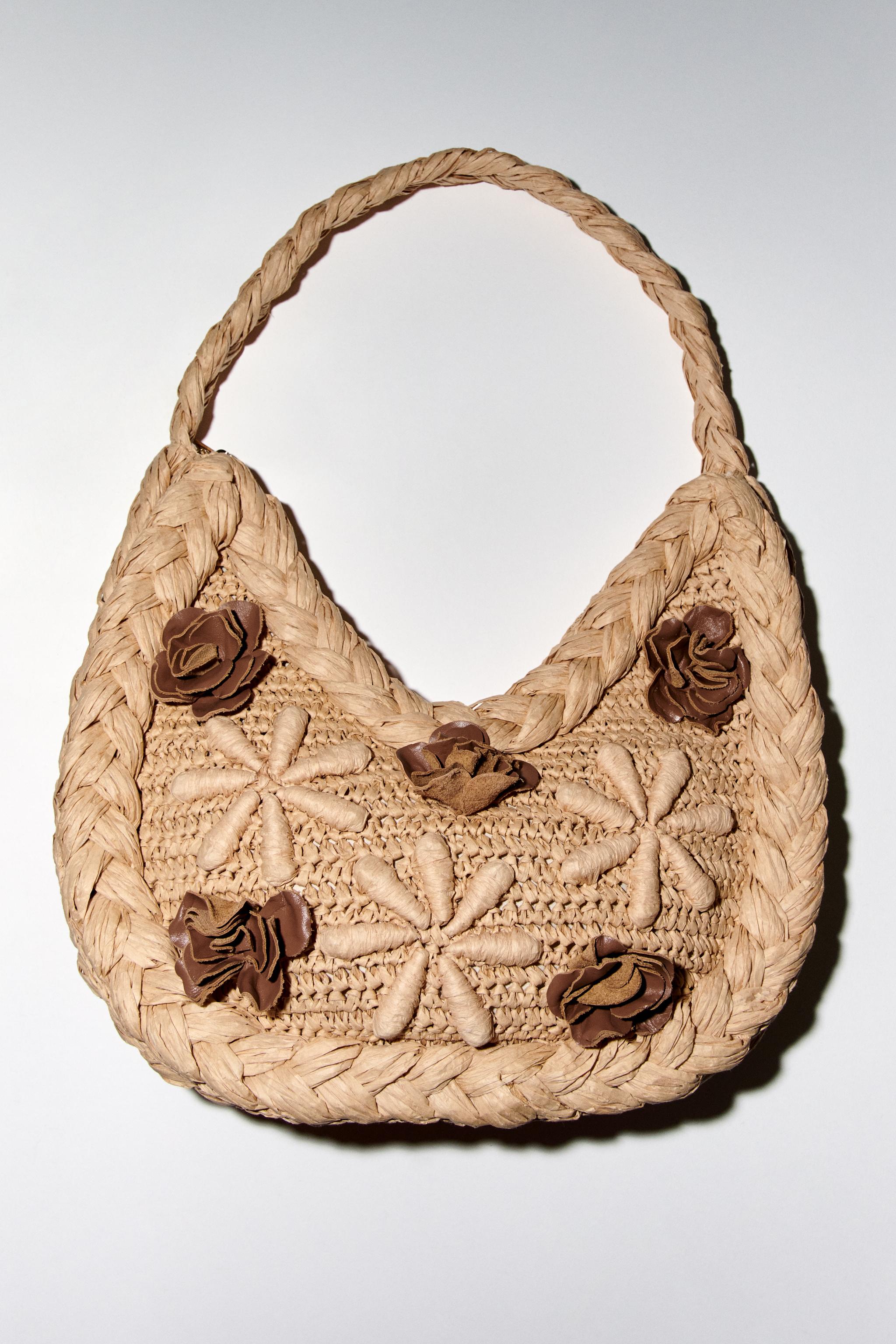Sac à Main Zara épaule En Feuille De Palmier Tissé Naturel - Style Vintage, Comme Neuf