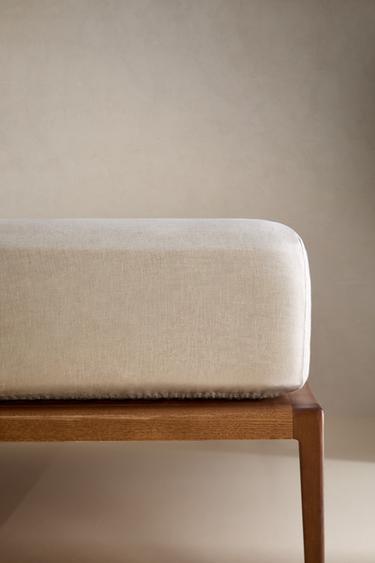 WASHED LINEN FITTED SHEET | 30 CM (160 GxM²) - Light beige by Zara