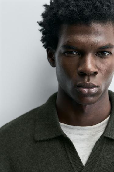 100% WOOL KNIT POLO SHIRT - GREEN by Zara - Image 4