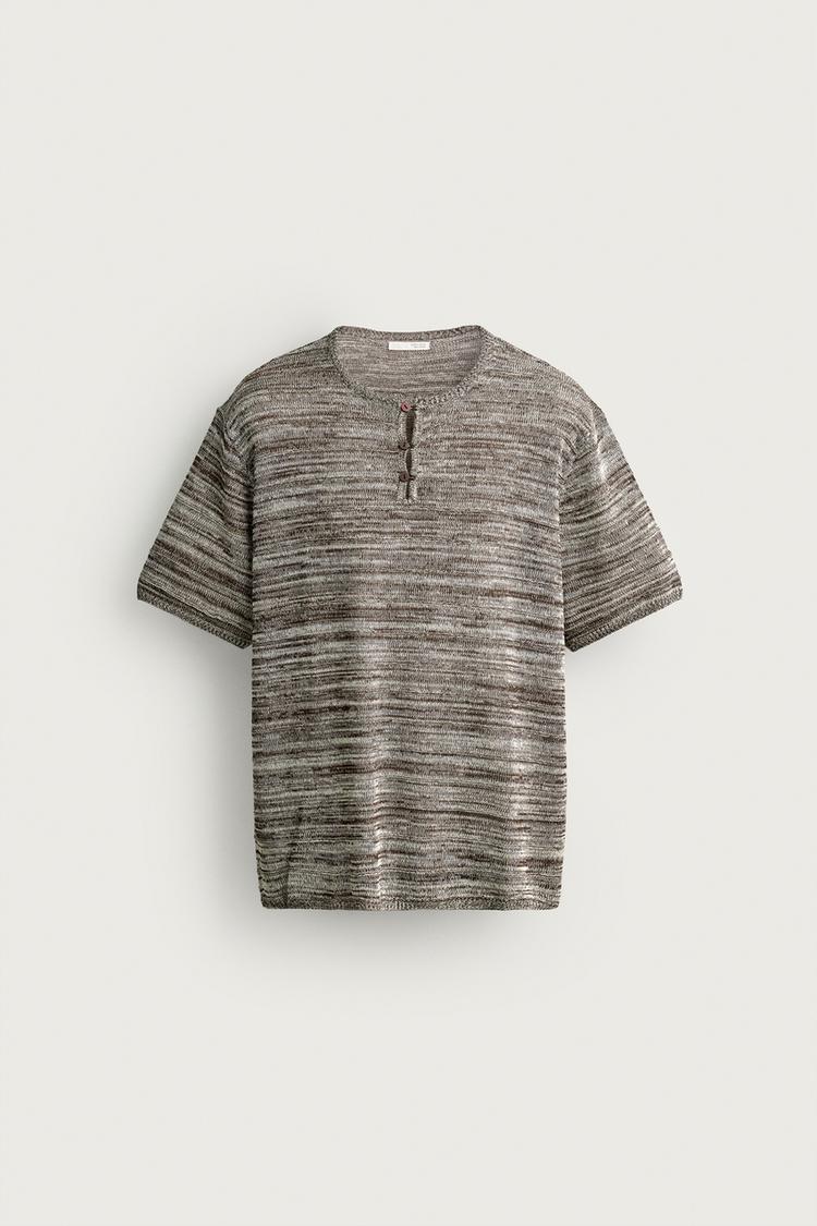 KNIT HENLEY T-SHIRT