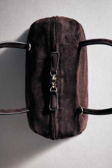 LEATHER BOWLING BAG - Chocolate by Zara