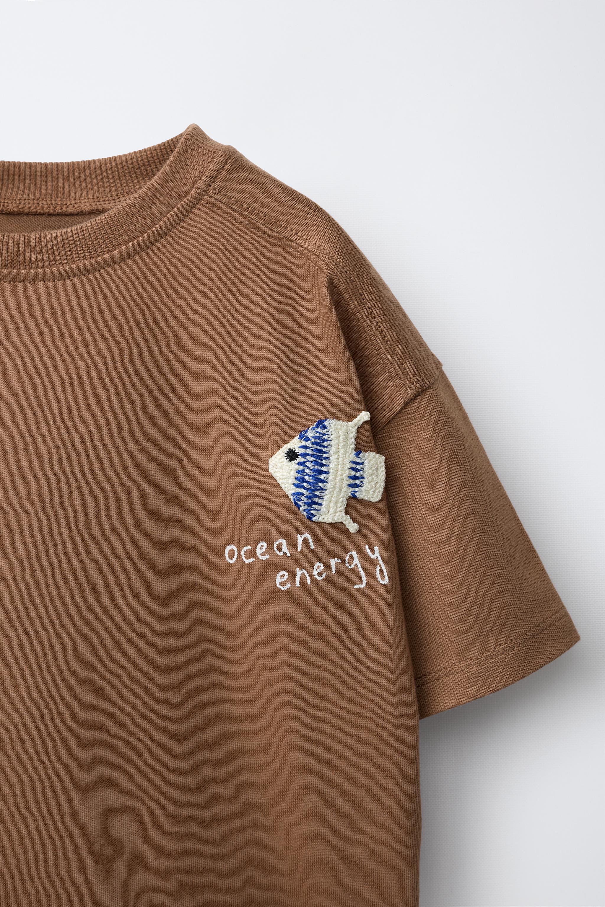 CROCHET PATCH T-SHIRT - Light brown | ZARA United States