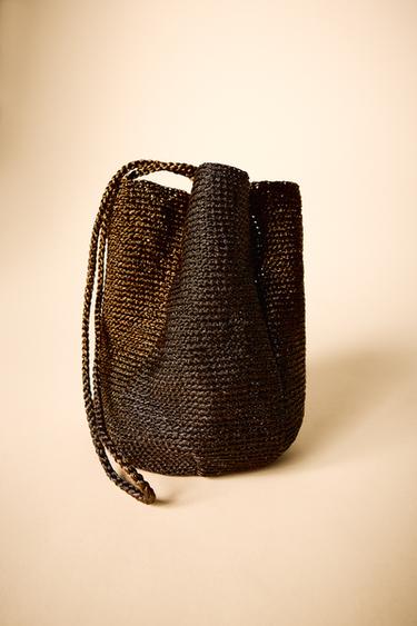 METALLIC WOVEN HANDBAG - Brown by Zara