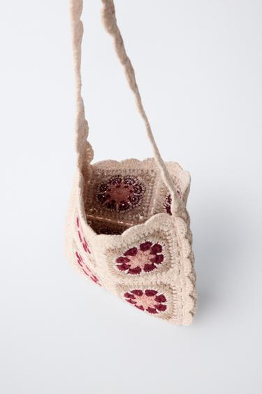 FLORAL CROCHET KNIT BAG - Light beige by Zara - Image 3