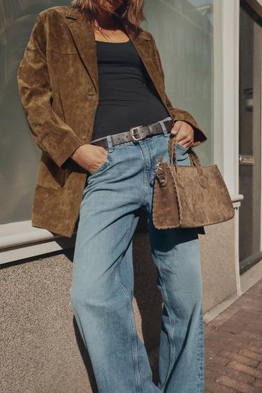 Z1975 MID-WAIST STRAIGHT BELTED JEANS - Mid-blue by Zara