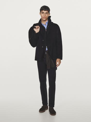 Zara Slim fit textured trousers - Navy blue
