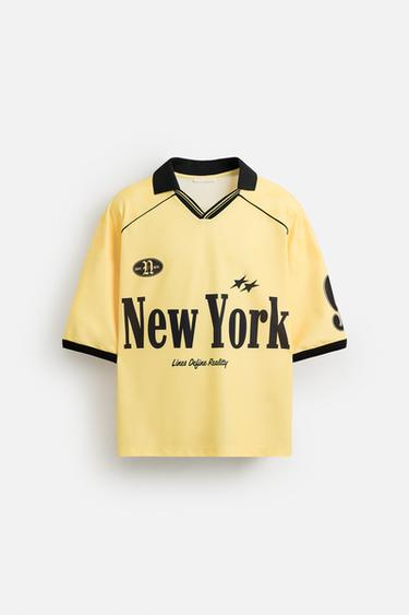 POLO ESTAMPADOS FÚTBOL RETRO - Amarillo claro de Zara